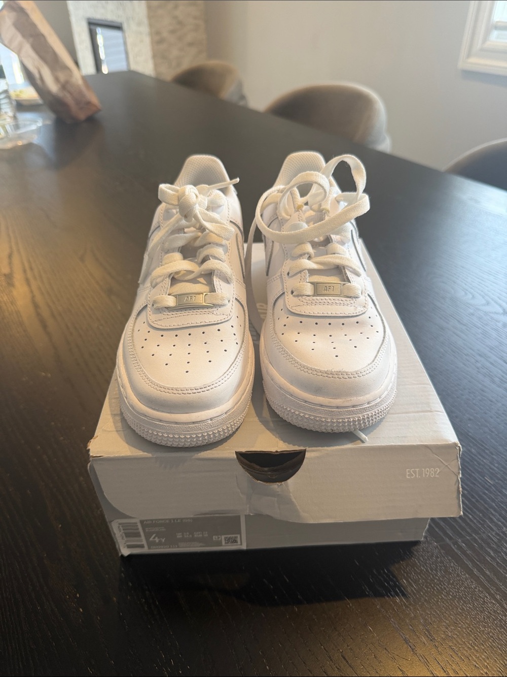 Nike Air Force 1's White Kids Athletic Sneakers - Classic Low-Top